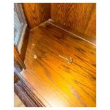Traditional Oak China Cabinet Lighted Curio Hutch 58in Wide Good
