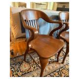 Set of 4 Vintage Solid Wood Captain's Arm Chairs Colonial Style