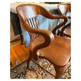 Set of 4 Vintage Solid Wood Captain's Arm Chairs Colonial Style