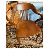Set of 4 Vintage Solid Wood Captain's Arm Chairs Colonial Style