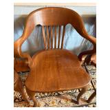 Set of 4 Vintage Solid Wood Captain's Arm Chairs Colonial Style