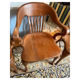 Set of 4 Vintage Solid Wood Captain's Arm Chairs Colonial Style