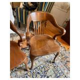 Set of 4 Vintage Solid Wood Captain's Arm Chairs Colonial Style