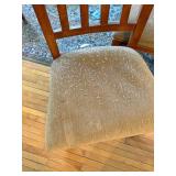 Set of 3 Wood Slat Back Dining Chairs Tan Upholstered Seats Good