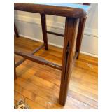 Antique Oak Ladder Back Side Chair Stenciled Detail 14in Seat Worn