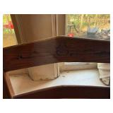 Antique Oak Ladder Back Side Chair Stenciled Detail 14in Seat Worn