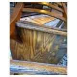 Antique Oak Ladder Back Side Chair Stenciled Detail 14in Seat Worn