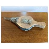 Vintage Wood Leather Fireplace Bellows Heraldic Crest 14in Rustic