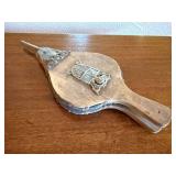 Vintage Wood Leather Fireplace Bellows Heraldic Crest 14in Rustic