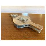 Vintage Wood Leather Fireplace Bellows Heraldic Crest 14in Rustic