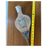 Vintage Wood Leather Fireplace Bellows Heraldic Crest 14in Rustic
