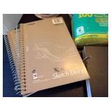 Variety of Art Supplies including Logan A-7A Light Pad Art Supply Lot Mead Crayola Prang Sketchbooks