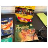 Variety of Art Supplies including Logan A-7A Light Pad Art Supply Lot Mead Crayola Prang Sketchbooks