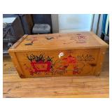 Vintage Circus Theme Wood Toy Chest Blanket Box Painted Pine Storage