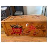 Vintage Circus Theme Wood Toy Chest Blanket Box Painted Pine Storage