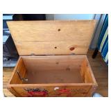 Vintage Circus Theme Wood Toy Chest Blanket Box Painted Pine Storage