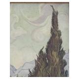 Framed Van Gogh Wheat Field Landscape Print Textured Vintage