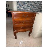 Vintage 3 Drawer Wood Nightstand Accent Chest Queen Anne Style