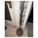 Vintage 3-Light Floor Lamp Pierced Base Pleated Shade Good Cond