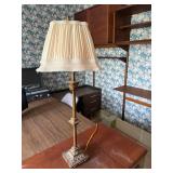 Vintage Brass Tone Table Lamp Pleated Shade 31in Traditional Decor