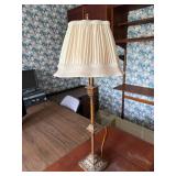 Vintage Brass Tone Table Lamp Pleated Shade 31in Traditional Decor
