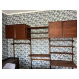 Mid Century Modern Teak Wall Unit Desk Shelving Cabinet Set
