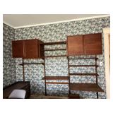 Mid Century Modern Teak Wall Unit Desk Shelving Cabinet Set