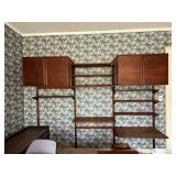 Mid Century Modern Teak Wall Unit Desk Shelving Cabinet Set