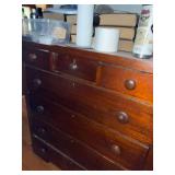 Antique Wood Chest of Drawers Dresser 7 Drawer Dark Finish 46in H