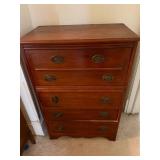 Vintage Wood Lingerie Chest Tall Dresser 5 Drawer Drop Front Top