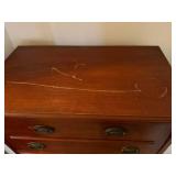 Vintage Wood Lingerie Chest Tall Dresser 5 Drawer Drop Front Top