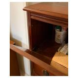 Vintage Wood Lingerie Chest Tall Dresser 5 Drawer Drop Front Top