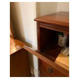 Vintage Wood Lingerie Chest Tall Dresser 5 Drawer Drop Front Top