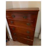 Vintage Wood Lingerie Chest Tall Dresser 5 Drawer Drop Front Top