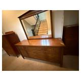 Traditional Wood 9 Drawer Dresser With Mirror 64 In Wide Good Cond
