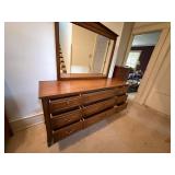 Traditional Wood 9 Drawer Dresser With Mirror 64 In Wide Good Cond