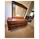 Traditional Wood 9 Drawer Dresser With Mirror 64 In Wide Good Cond