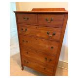 Antique Wood Chest of Drawers Dresser 6 Drawer 30x18x48 Good