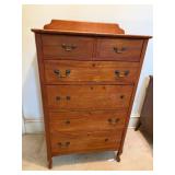 Antique Wood Chest of Drawers Dresser 6 Drawer 30x18x48 Good