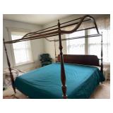 Antique Style Wood Canopy Poster Bed Frame King See Photos