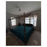 Antique Style Wood Canopy Poster Bed Frame King See Photos