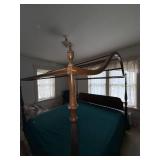 Antique Style Wood Canopy Poster Bed Frame King See Photos