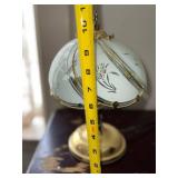 Vintage Brass Tone Table Lamp Frosted Floral Glass Shade 10in