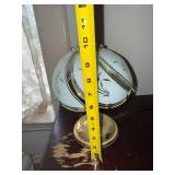 Vintage Brass Tone Table Lamp Frosted Floral Glass Shade 10in