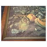 Vintage Framed Still Life Fruit Wall Art Print 24x18 Distressed