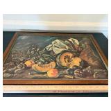 Vintage Framed Still Life Fruit Wall Art Print 24x18 Distressed