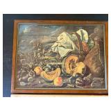 Vintage Framed Still Life Fruit Wall Art Print 24x18 Distressed
