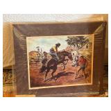 M. Nye Western Cowboy Horse Print Matted Ranch Scene Wall Art