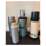 Vintage Thermos Lot Stanley Aladdin Floral Metal Vacuum Bottles 4 Pc