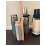 Vintage Thermos Lot Stanley Aladdin Floral Metal Vacuum Bottles 4 Pc